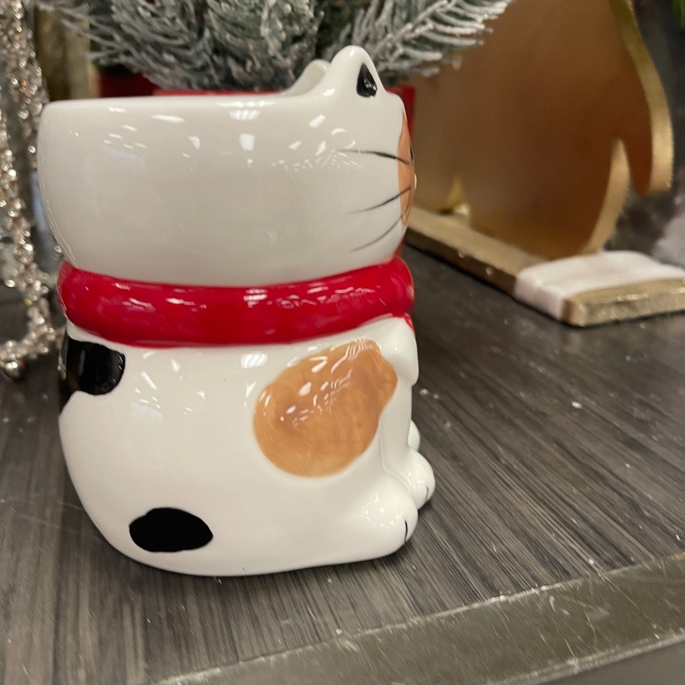 Christmas Cat Calico Cat in Holiday Scarf Figural Ceramic Mug NWT - Picture 4 of 4